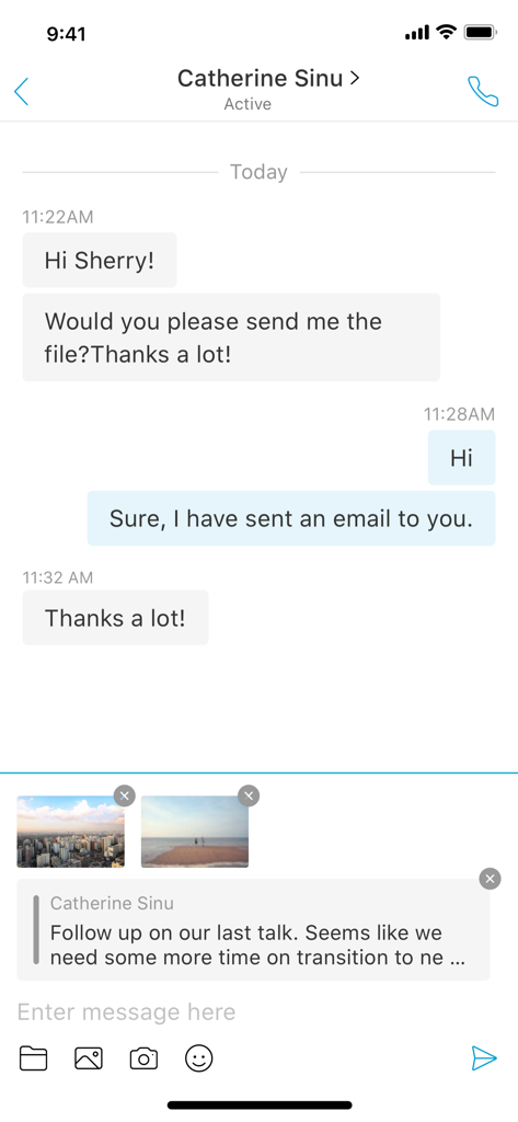 Cisco Jabber - Cisco Jabber interface showing a professional instant messaging conversation with image attachments