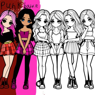 a group of girls realistic