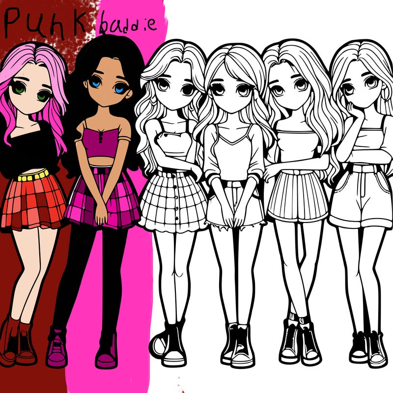 a group of girls realistic