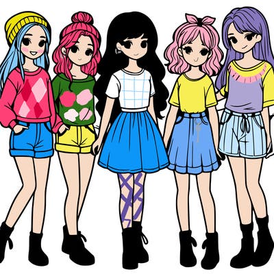 a group of five girls