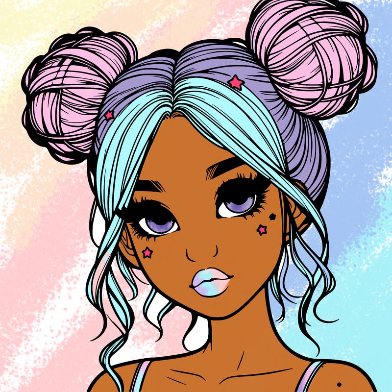 realistic girl with space buns