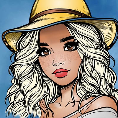 realistic girl with hat