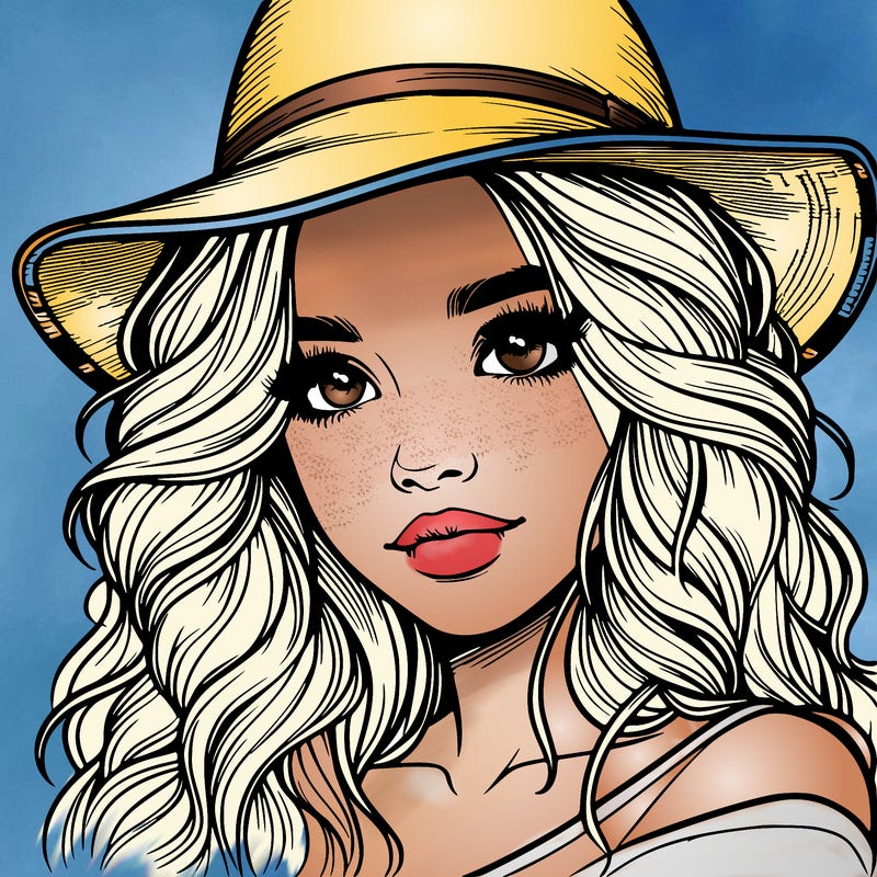 realistic girl with hat