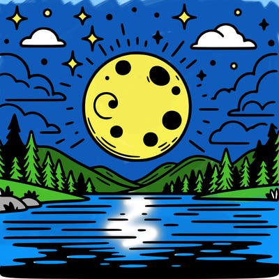 moonlight shining on a lake