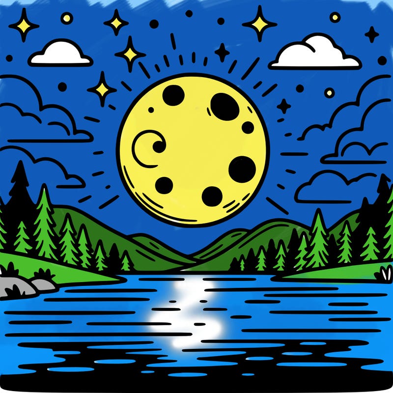 moonlight shining on a lake