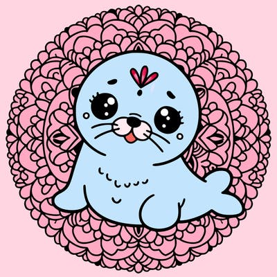 a cute baby seal mandala