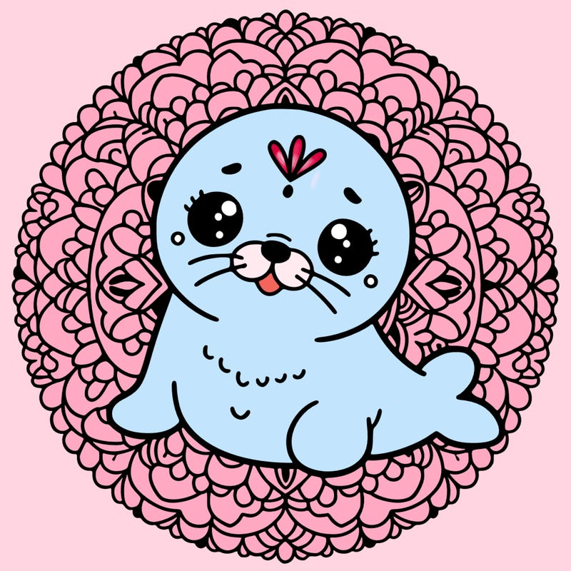 a cute baby seal mandala