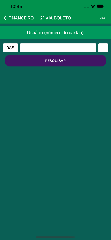 Una pantalla de aplicación móvil para buscar y generar una segunda copia de un comprobante de pago de seguro médico usando un número de tarjeta.