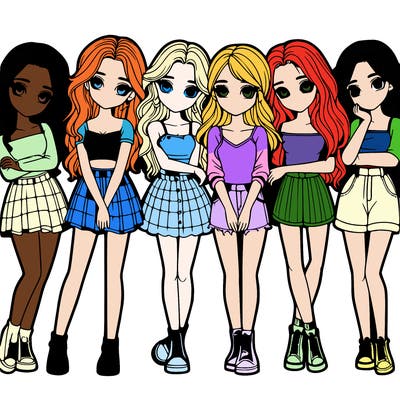 a group of girls realistic