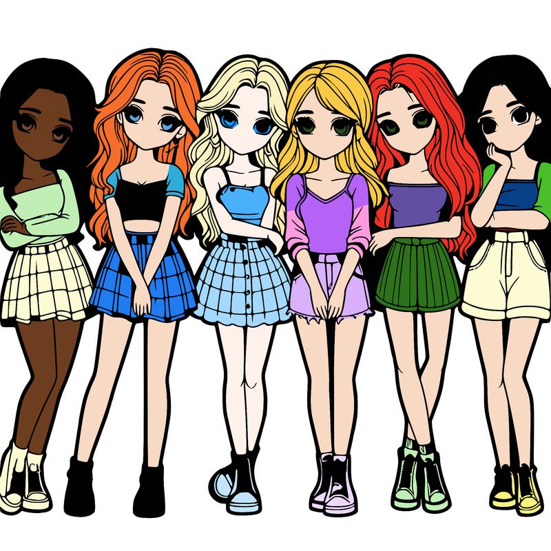 a group of girls realistic