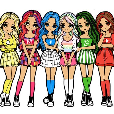 a group of girls realistic