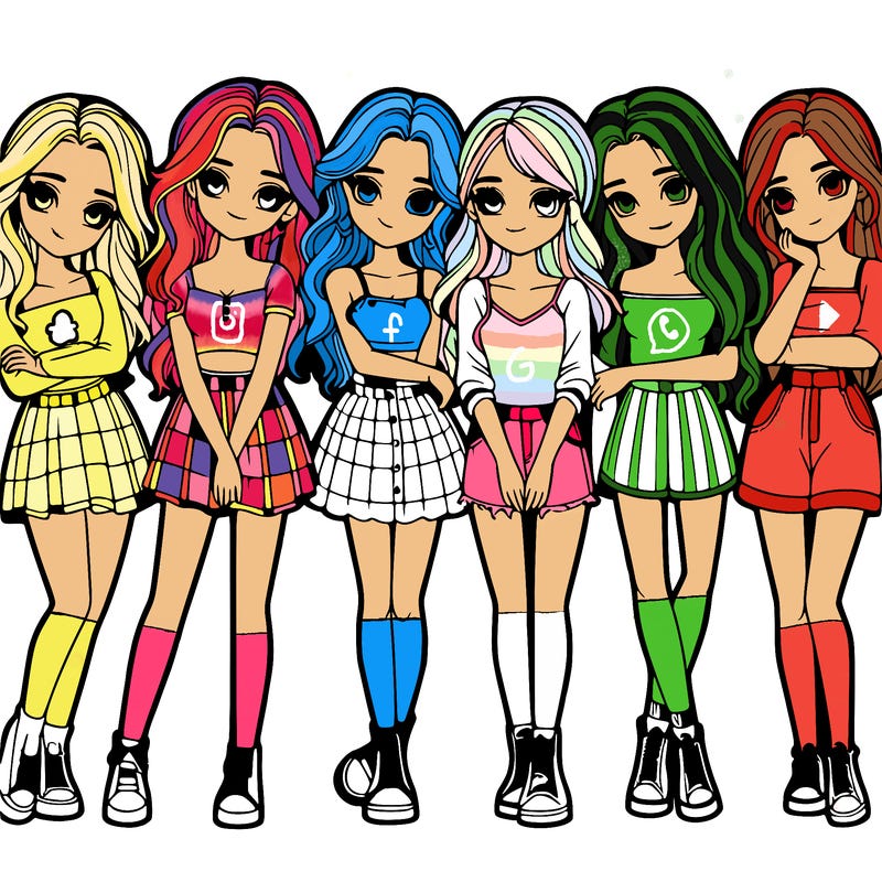 a group of girls realistic