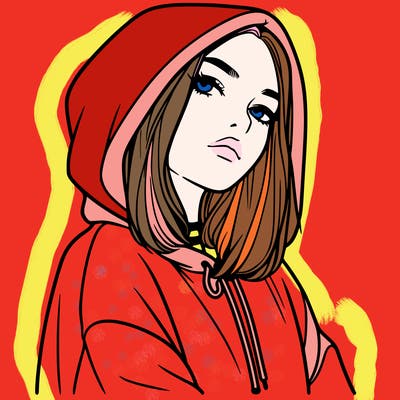 a realistic girl in a hoodie