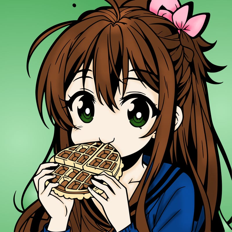 anime eating waffle