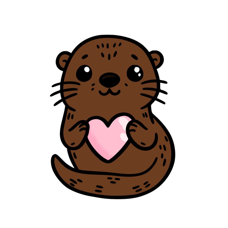 otter with a heart