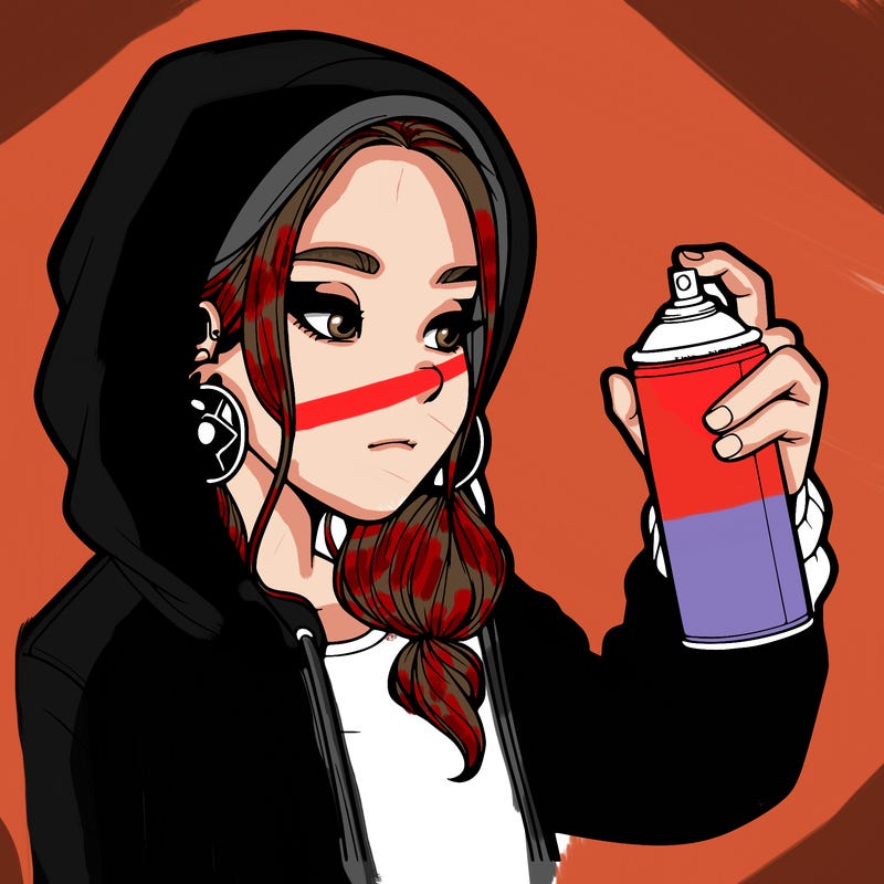 a realistic girl, spray painting