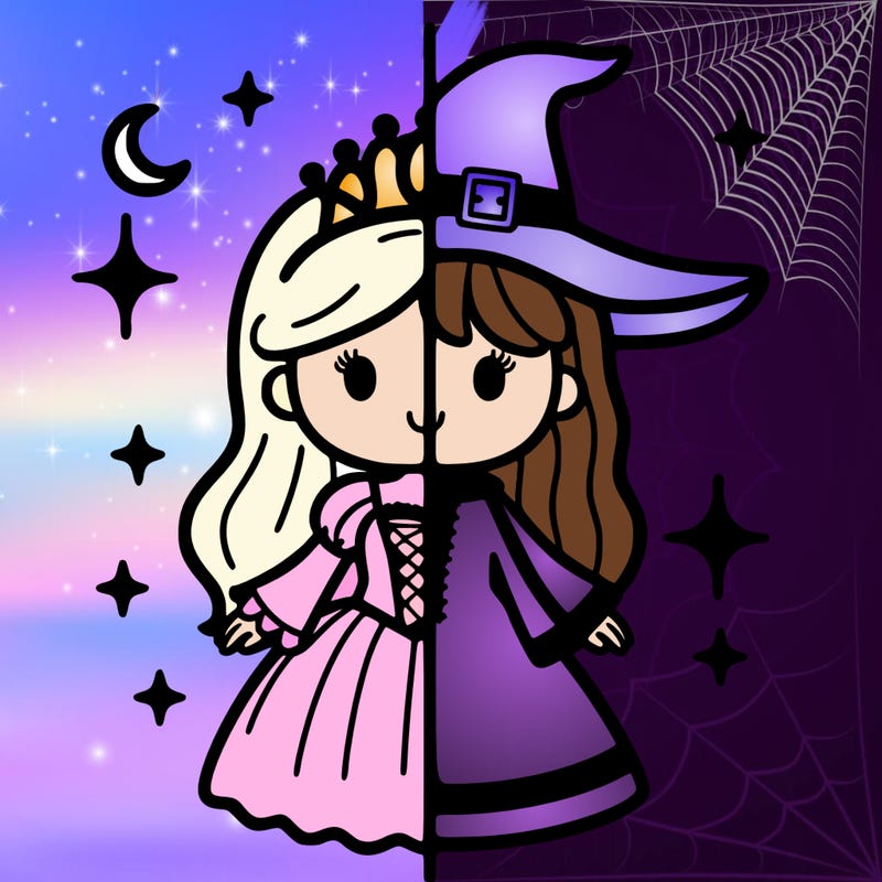 split princess and witch