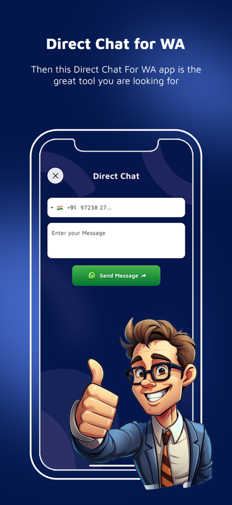 Clone App - Direct Chat - User interface for sending direct WhatsApp messages without saving contact numbers