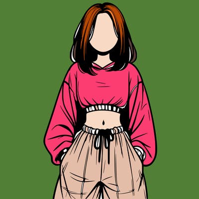 realistic girl faceless with baggy pants and a crop top