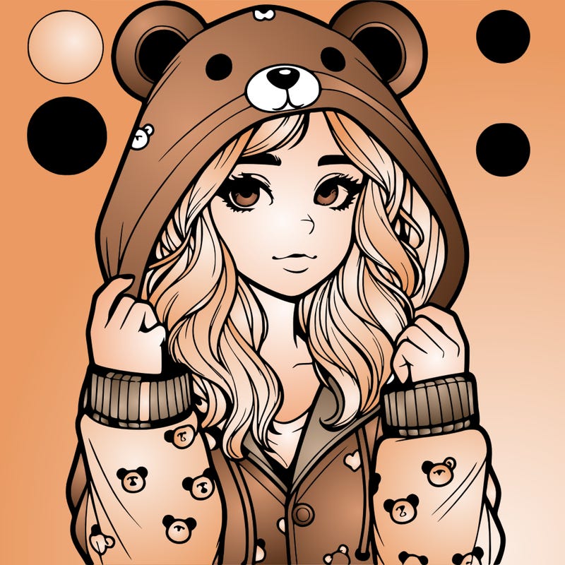 realistic girl in a animal pjs hoodie