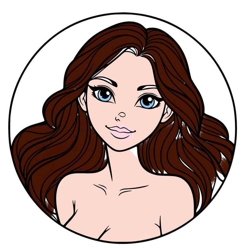 a circle with a beautiful woman inside