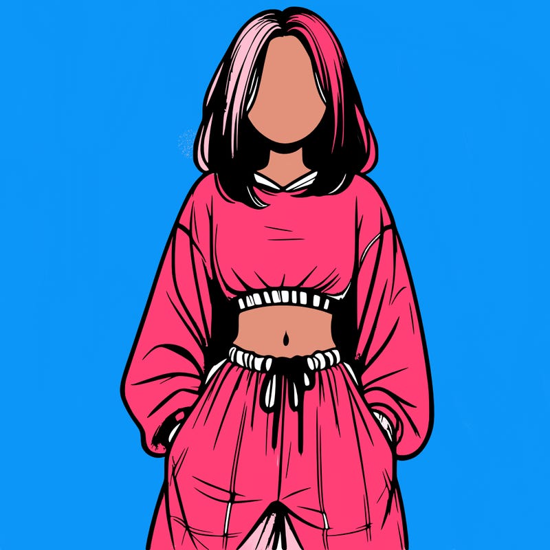 realistic girl faceless with baggy pants and a crop top