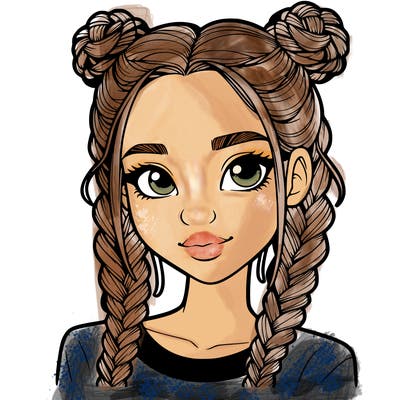 realistic girl with braids