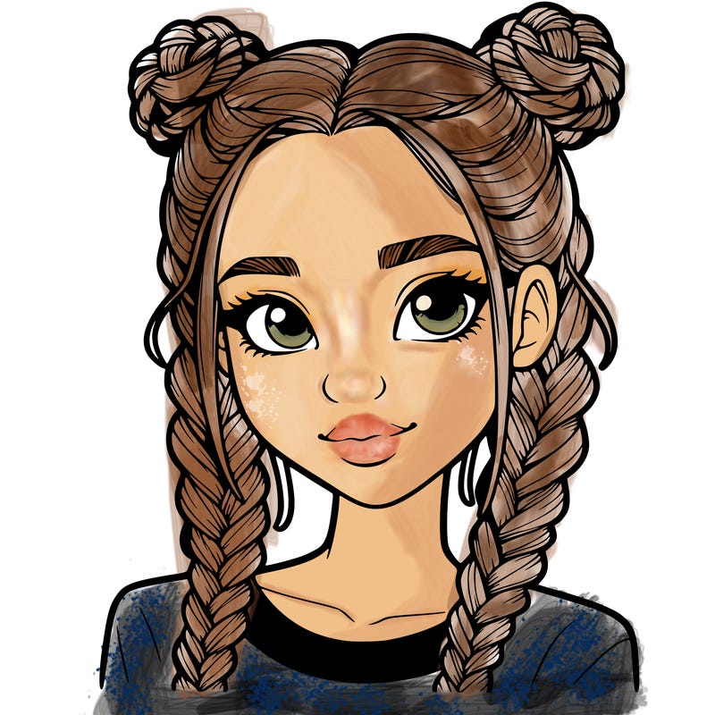 realistic girl with braids