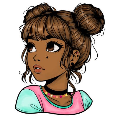 realistic girl with spacebuns