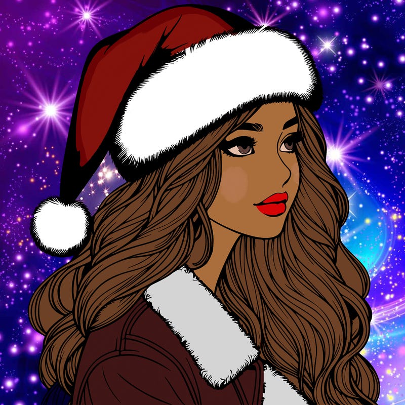realistic girl in santa hat