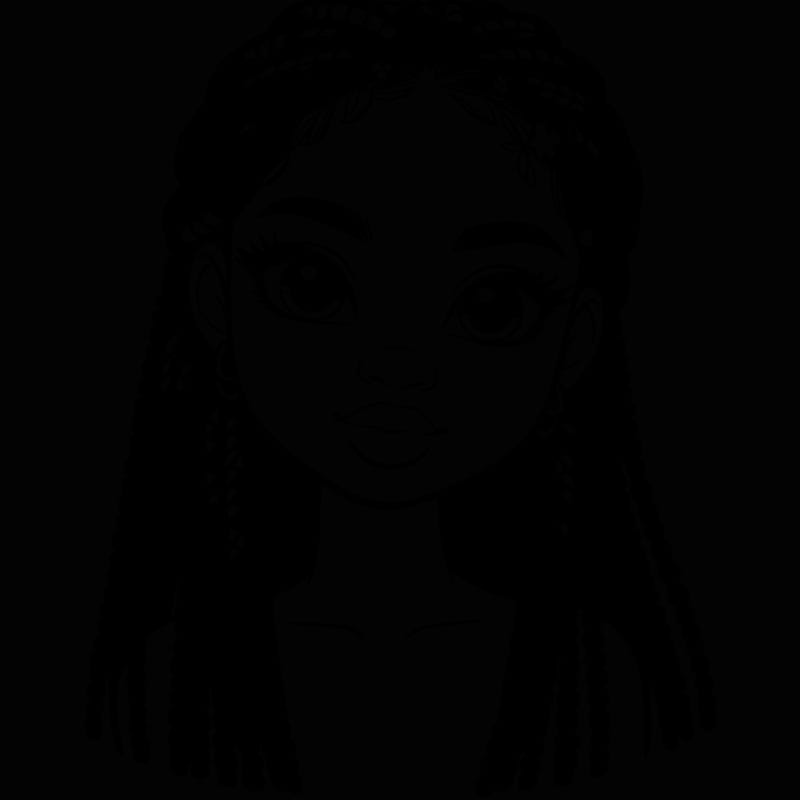 a realistic black girl with braids