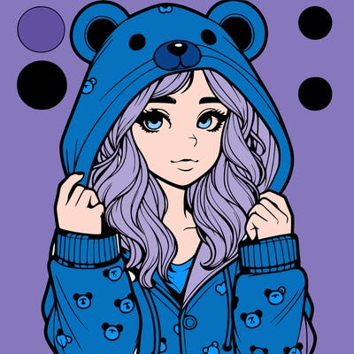 realistic girl in a animal pjs hoodie