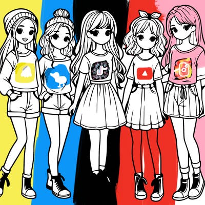 a group of five girls