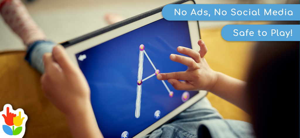 LetterSchool - Learn to Write! - Ein Kind zeichnet den Buchstaben A auf einem Tablet in der LetterSchool-App nach