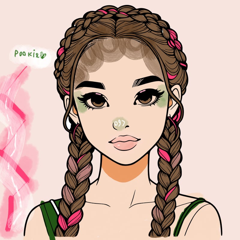 realistic girl with braids