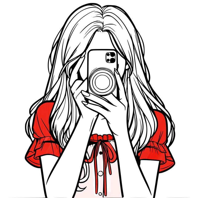 a realistic girl holding her phone taking pictures