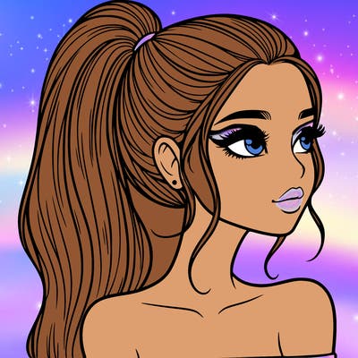 a beautiful and realistic girl with a high pony tail