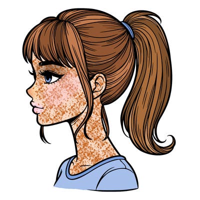 realistic woman with a pony tail hair style