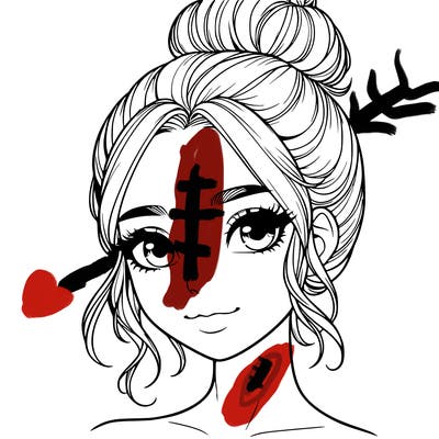 realistic pretty girl with hair in bun