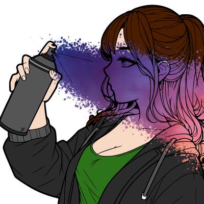 a realistic girl spray, painting