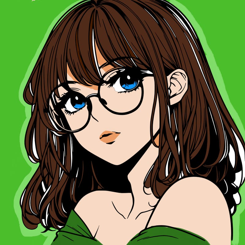 manga woman character with glasses and nice lips