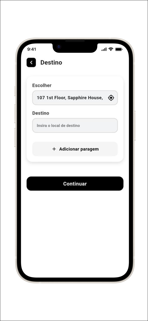 TAPSi app interface for selecting pickup and destination locations.