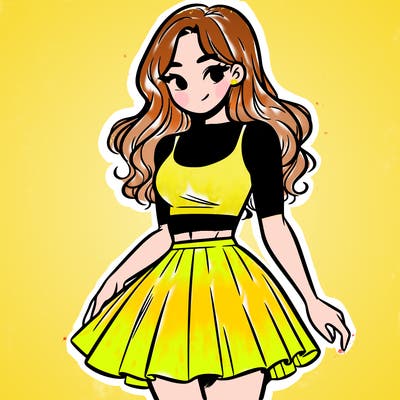 woman in a skirt and crop top