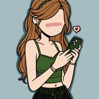 girl with crop top texting on her phone