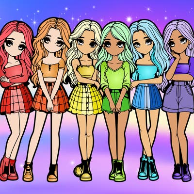 a group of girls realistic