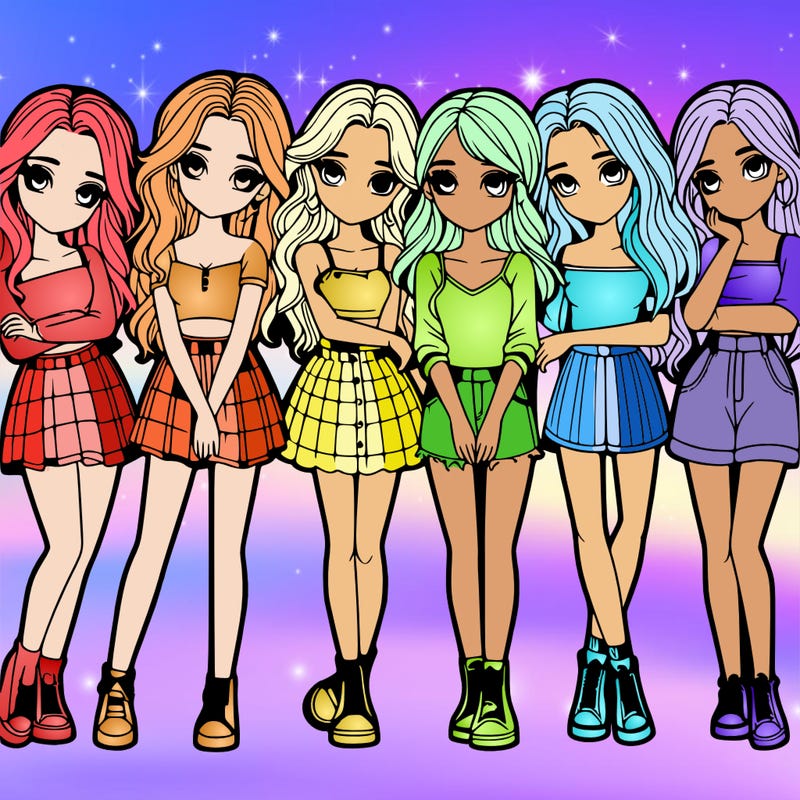 a group of girls realistic