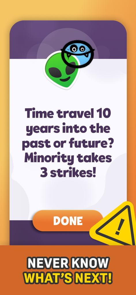 Party Circleのゲーム画面。タイムトラベルに関するグループチャレンジが表示されている。