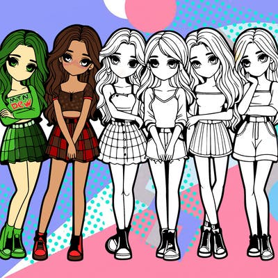 a group of girls realistic