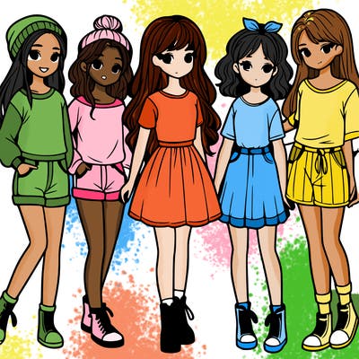 a group of five girls