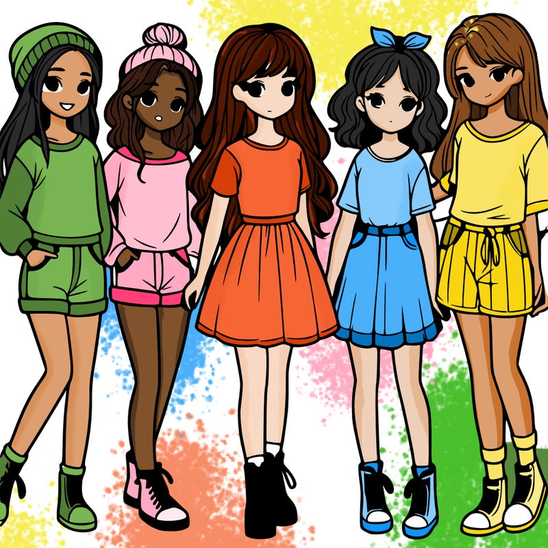 a group of five girls